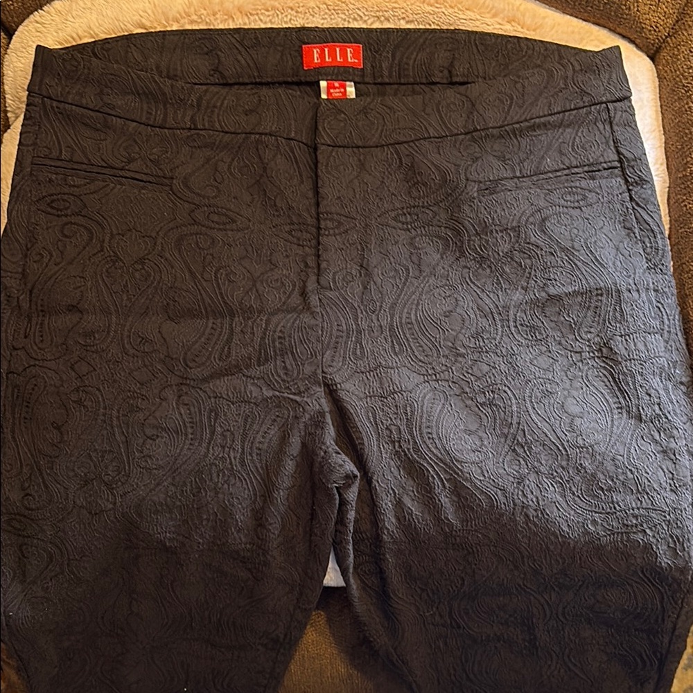Elle Black Paisley Dress Pants, 16